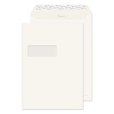 Image of Blake Premium Business C4 324 x 229 mm 120 gsm Peel and Seal Window Pocket Envelopes (71892) Oyster Wove Pack of 250