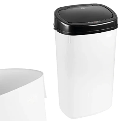 Image of Dihl UK MADE 50L White Sensor Bin with Black Onyx Lid Kitchen Waste Dust Automatic Motor