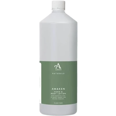 Image of Arran Sense of Scotland Naturals Awaken Mint &amp; Eucalyptus Hand Body Lotion Refill (1 Litre) Fast Absorbing Non Greasy Vegan Cruelty Free