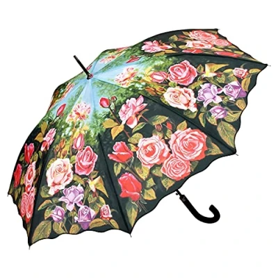Image of VON LILIENFELD® Umbrella Automatic Women Floral Motif Rose Garden