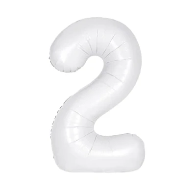 Image of Giant Foil Number 2 Balloon 86 cm Matte White