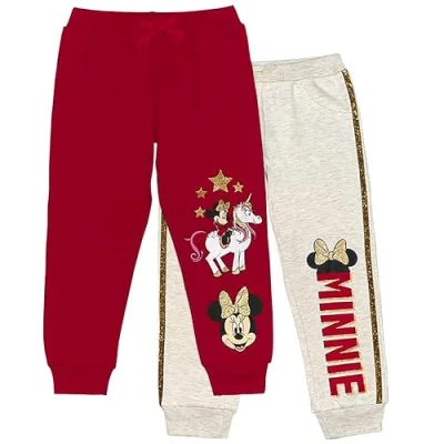 Image of Disney Girl&#039;s 2 Piece Minnie Mouse Jogger Pant Set Red 4 Years