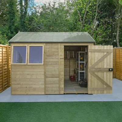 Image of 10&#039; x 6&#039; Forest Timberdale 25yr Guarantee Tongue &amp; Groove Pressure Treated Reverse Apex Shed (3.06m 1.98m)