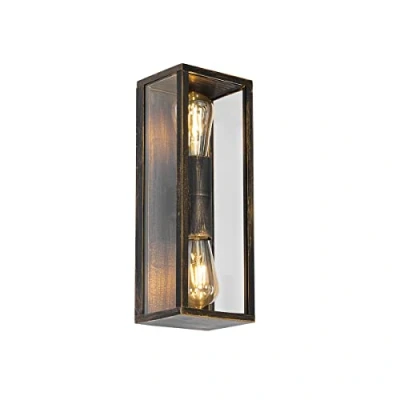 Image of Qazqa Outdoor Vintage Wall Lamp I Light Antique Gold 38 cm 2 IP44 Charlois Garden Industrial Suitable for LED E27 Aluminium