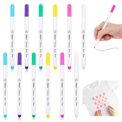 Image of Marking Pens Water Soluble Pen for Fabric Trick Marker Self Erasing Pack of 12 Colours Erasable Disappearing Markers Sewing