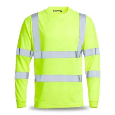 Image of Blackrock Hi Vis Long Sleeve T Shirt, Yellow Work Utility &amp; Safety Clothing, High Viz, Tops, Clothing PPE Workwear, Birds Eye Polyester, Breathable, Class 3 Certified, Size Medium