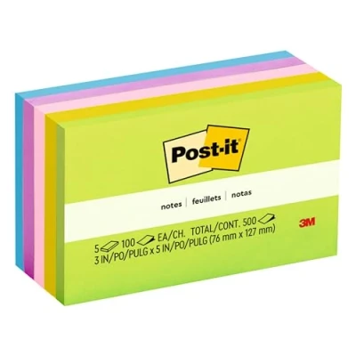 Image of Post it Pop up Notes, 3x5 in, 5 Pads, America&#039;s #1 Favorite Sticky Floral Fantasy Collection, Bold Colors, Clean Removal, Recyclable (R330 AN)