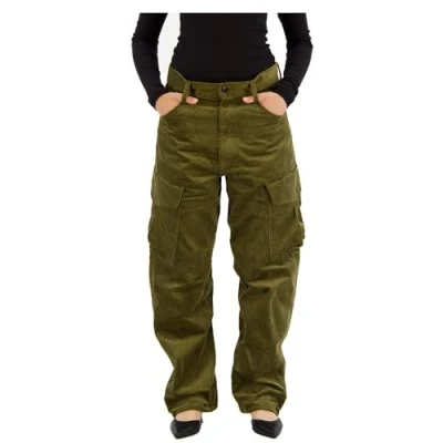 Image of G STAR RAW Women&#039;s Cargo Cord 3D Boyfriend Pants, Green (dark olive D23221 D405 C744), 26