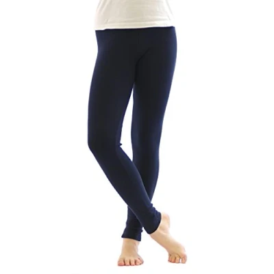 Image of Cotton Fleece Thermal Leggings Long Warm Thick Soft Blue 18