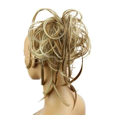 Image of CAISHA XXL Scrunchie Messy Bun Hairpiece Braided Updo Slightly Wavy Voluminous Light Brown Blonde Mix G21D
