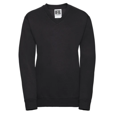 Image of Russell Athletic Childrens Unisex Childrens/Kids Jerzees Schoolgear V Neck Sweatshirt (Black) Size 5 6Y