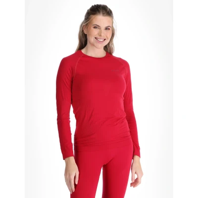 Image of FALKE Women&#039;s Warm Round Neck W L/S SH Functional Yarn Quick Dry 1 Piece Base Layer Top, Red (Red 8644) New eco Friendly, S