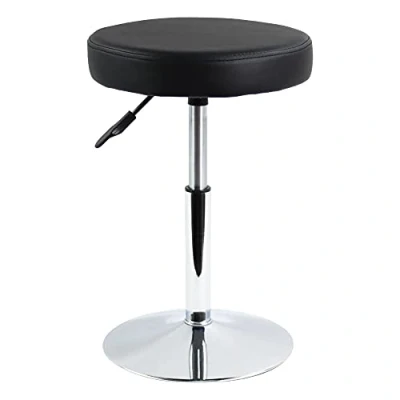 Image of FURWOO PU Leather Round Barber Shop Stool Height Adjustable Swivel Workshop Home Kitchen Short Bar Stools without Backrest Small(Black)