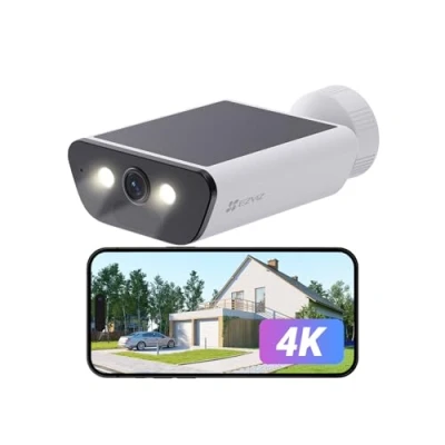 Image of EZVIZ CB5 4K Solar Security Camera Outdoor Wireless 2 in 1 Built Panel, Continuous Power, Color Night Vision, Human Detection, Vehicle Two Way Audio, Weatherproof, Alexa Compatible