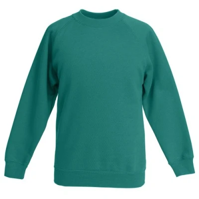 Image of Fruit of the Loom Unisex Kids Raglan Classic Sweater, Emerald, 5 6 Years (Manufacturer Size:26)