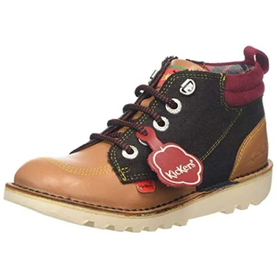 Image of Kickers Boy&#039;s Kick Hi Winterised Classic Boots, Brown Light Brwn, 3 UK