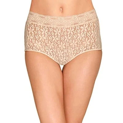 Image of Wacoal Women&#039;s Halo Lace Brief Panty, Sand, Large