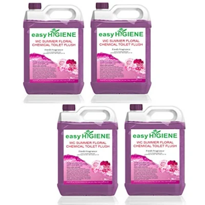 Image of easyHYGIENE 4 x 5L SUMMER FLORAL FLUSH CHEMICAL TOILET Fluid Rinse Cleaner Portable wc boat caravan