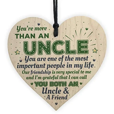 Image of RED OCEAN Uncle Friendship Gift Handmade Wooden Hanging Heart Birthday For Plaque Keepsake