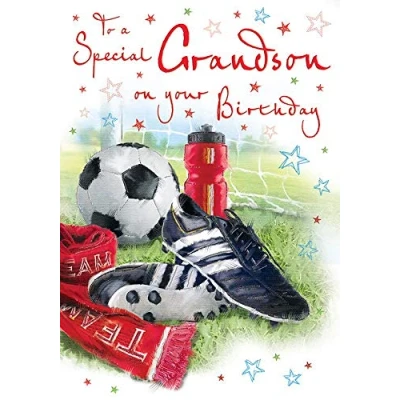 Image of Piccadilly Greetings Regal Publishing Birthday Card Grandson 9 x 6 inches,greenbeigeyellowred