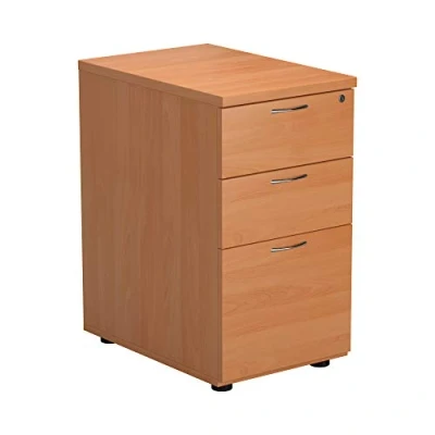Image of Office Hippo Heavy Duty Pedestal Filing Cabinet, File Lockable Cabinet Storage, A4/Foolscap Beech, 3 Drawer