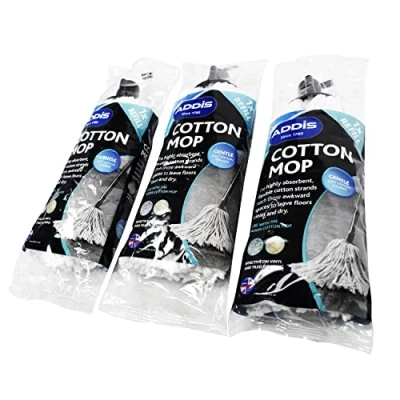 Image of Addis Mop Replacement Refill Heads, Recycled Cotton, Pack of 3, White, 5088653AMP, Triple