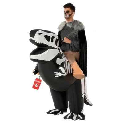 Image of Morph Skeleton Inflatable Dinosaur Costume For Kids, Ride On Blow Up Kids