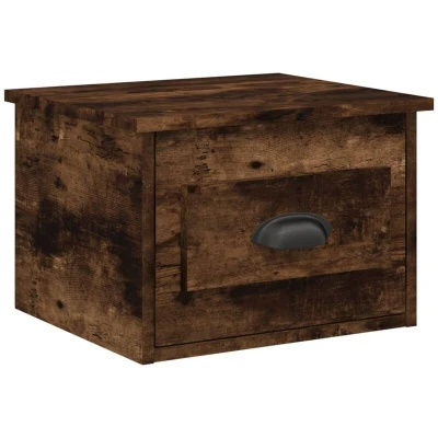 Image of vidaXL Wall mounted Bedside Cabinet Smoked Oak 41.5x36x28cm