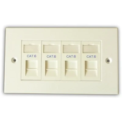 Image of Comms2Go CAT6 Quad Port Faceplate Socket RJ45 Ethernet Network Face Plate Module (4 port)