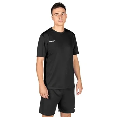 Image of FORZA Men&#039;s Classic Football Shirts Short Sleeve Premium Polyester Jerseys Available in 9 Vibrant Colours (UK, Alpha, M, Regular, Black)