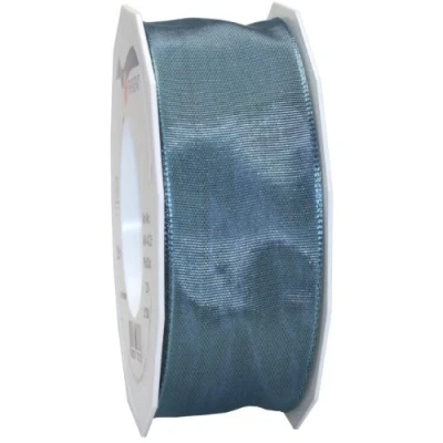 Image of Präsent Lyon Wired Taffeta Ribbon Steel Blue 40 mm width, 25 m length