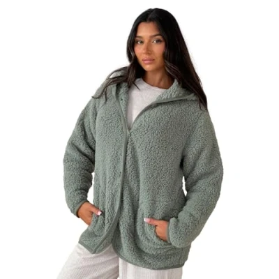 Image of Undercover Ladies Button Snuggle Fleece Cardigan 794085 Green XL