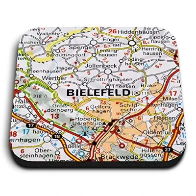 Image of 1 x Square MDF Fridge Magnet Bielefeld City Germany German Travel Map 44279