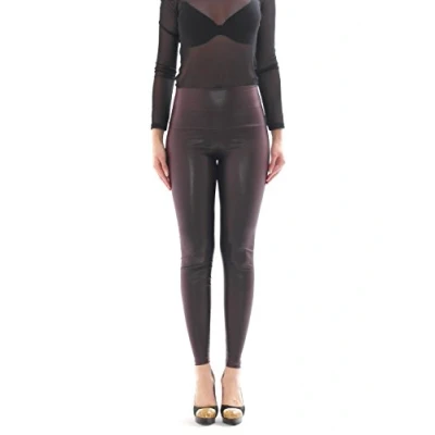Image of Women&#039;s Leggings Long Trousers Tube Treggings Gloss Matt Like Latex Patent Leather Look High Waistband Brown 10