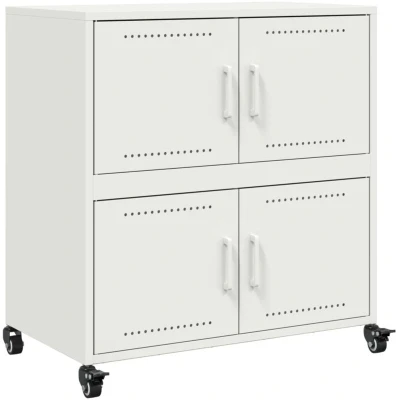 Image of vidaXL Sideboard Storage Cupboard Cabinet Cold rolled Steel, White, 68x39x72 cm Ideal for Office, Living Room, Bedroom