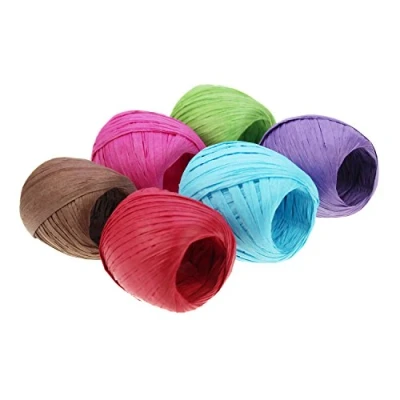 Image of LJY 6 Rolls Colors Raffia Twine Paper Ribbon for Valentine&#039;s Day Gift Box Packing