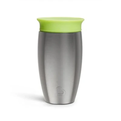 Image of Munchkin Miracle 360 Cups, Stainless Steel Toddler Cup, BPA Free Baby &amp; Sippy Non Spill Dishwasher Safe Leakproof Childrens 12+ Months 10oz/296ml, Green