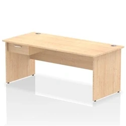 Image of Impulse 1800x800 Desk Maple Top Panel End 1x1 Drawer Fixed Ped