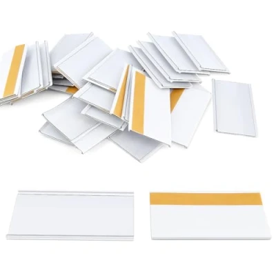 Image of ABARNOM Pack of 100 Self Adhesive Label Holders (30 mm x 70 mm), Individual Receipt mm, Price Posters, Labels, Transparent Labels