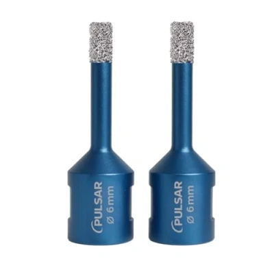 Image of 2 Pack Pulsar High Performance 6mm (M14) Angle Grinder Diamond Tile Dry Drill Bit for Porcelain Ceramics and Natural Stone