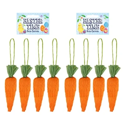 Image of 8 x Easter Carrots (8cm) Orange Mini Hanging Pendant Party Bonnet Decorations for Home Kitchen DIY Arts &amp; Crafts Decor