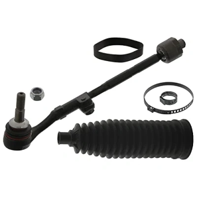 Image of 32216762243, 32216762243S1 Tie Rod FEBI BILSTEIN 43507 Front Axle Left with clamps, seal ring, steering bellow BMW: 3 Touring, 1 Hatchback