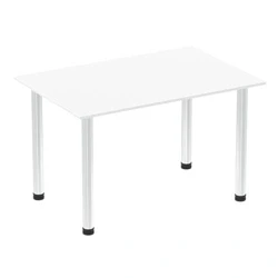 Image of Impulse 1200mm Straight Table White Top Chrome Post Leg