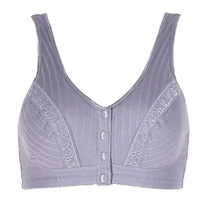 Image of Womens Comfortable Mastectomy Bras Wirefree Full Cup Cotton Pockets Post Op Bra Tops for Silicone Breast Forms (Color : Grey, Size 90/40ABC)