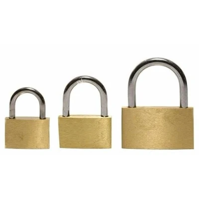 Image of 3 Padlock Brass Lock Security Shackle Travel Luggage Suitcase Bag Keys Set