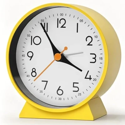 Image of Analog Alarm Clock with No Tick, Small Retro Desk Battery Operated, Table for Living Room Decor, Bedroom, Bedside, Kids(Yellow)