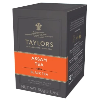 Image of Taylors of Harrogate Pure Assam Tea 20 Wrapped &amp; Tagged Bags