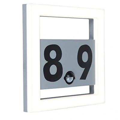 Image of LUTEC Wall Light with House Number, Stainless Steel, Silver