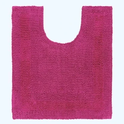 Image of HOMESCAPES Toilet Mat, Luxury 1600gsm Extra Soft 100% Cotton, Reversible Bathroom Mats Non Slip, Washable, Super Absorbent, Quick Dry, Raspberry Pink Pedestal Rug for Toilet, 50 x 55 cm