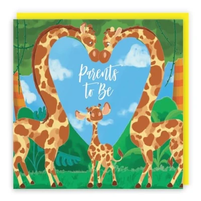 Image of Hunts England Parents To Be Congratulations New Baby Card Boy Girl Newborn Cute Giraffes Jungle Collection
